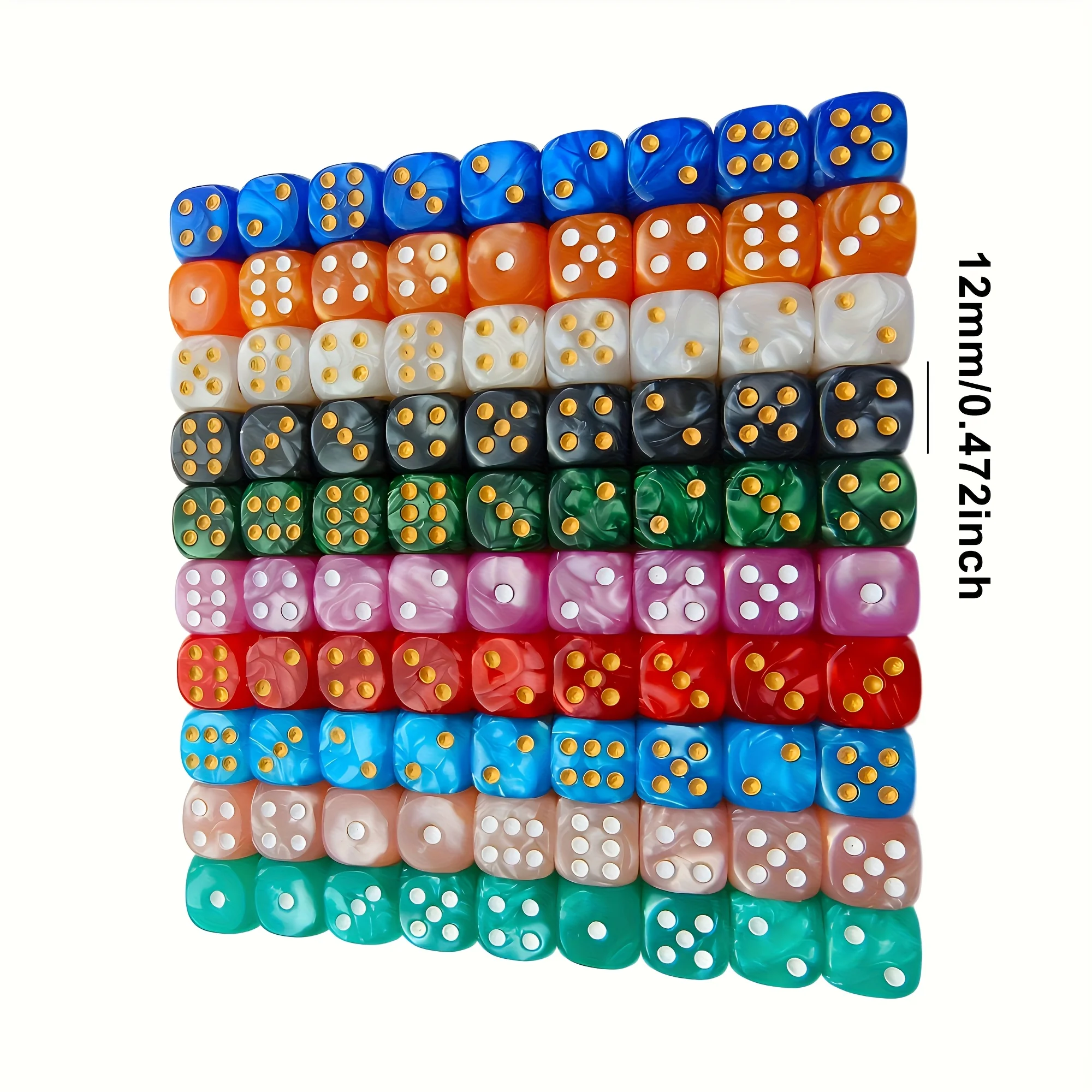 10Pcs 12mm Pearl Swirl D6 Dice - огляд і ціна Board Game Loop