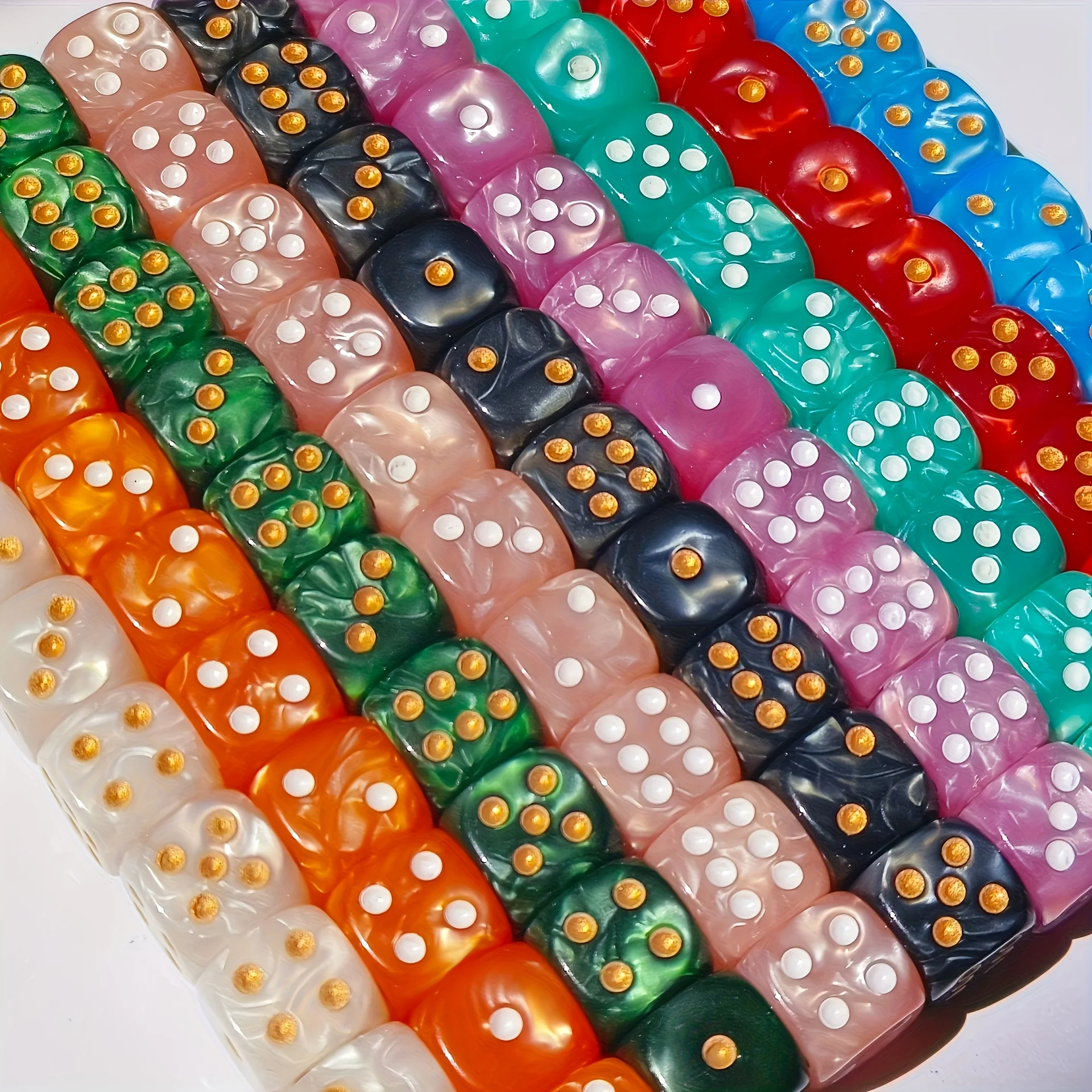 10Pcs 12mm Pearl Swirl D6 Dice - огляд і ціна Board Game Loop