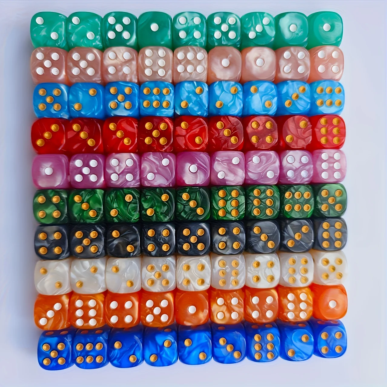 10Pcs 12mm Pearl Swirl D6 Dice - огляд і ціна Board Game Loop