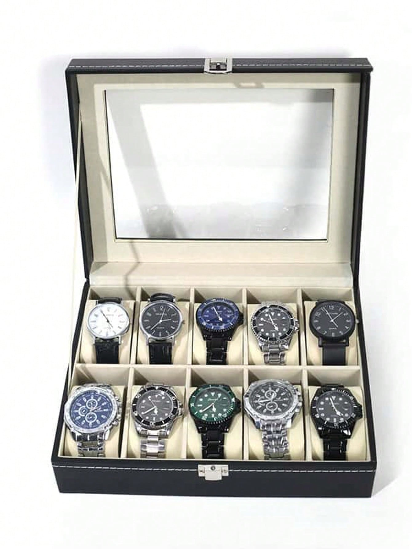 Leather Watch Box with Lock, L - огляд і ціна Token Tray Organizer