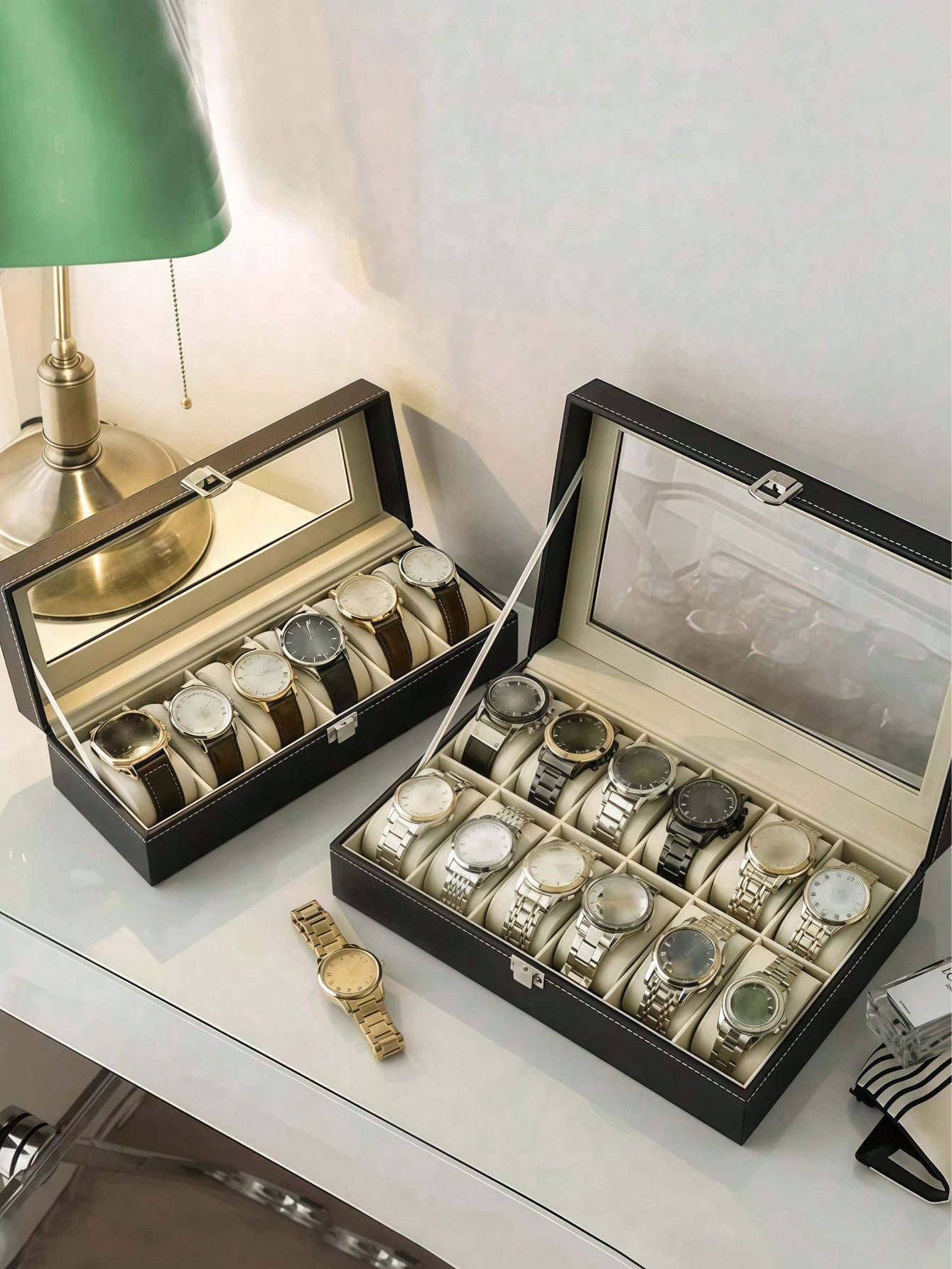 Leather Watch Box with Lock, L - огляд і ціна Token Tray Organizer