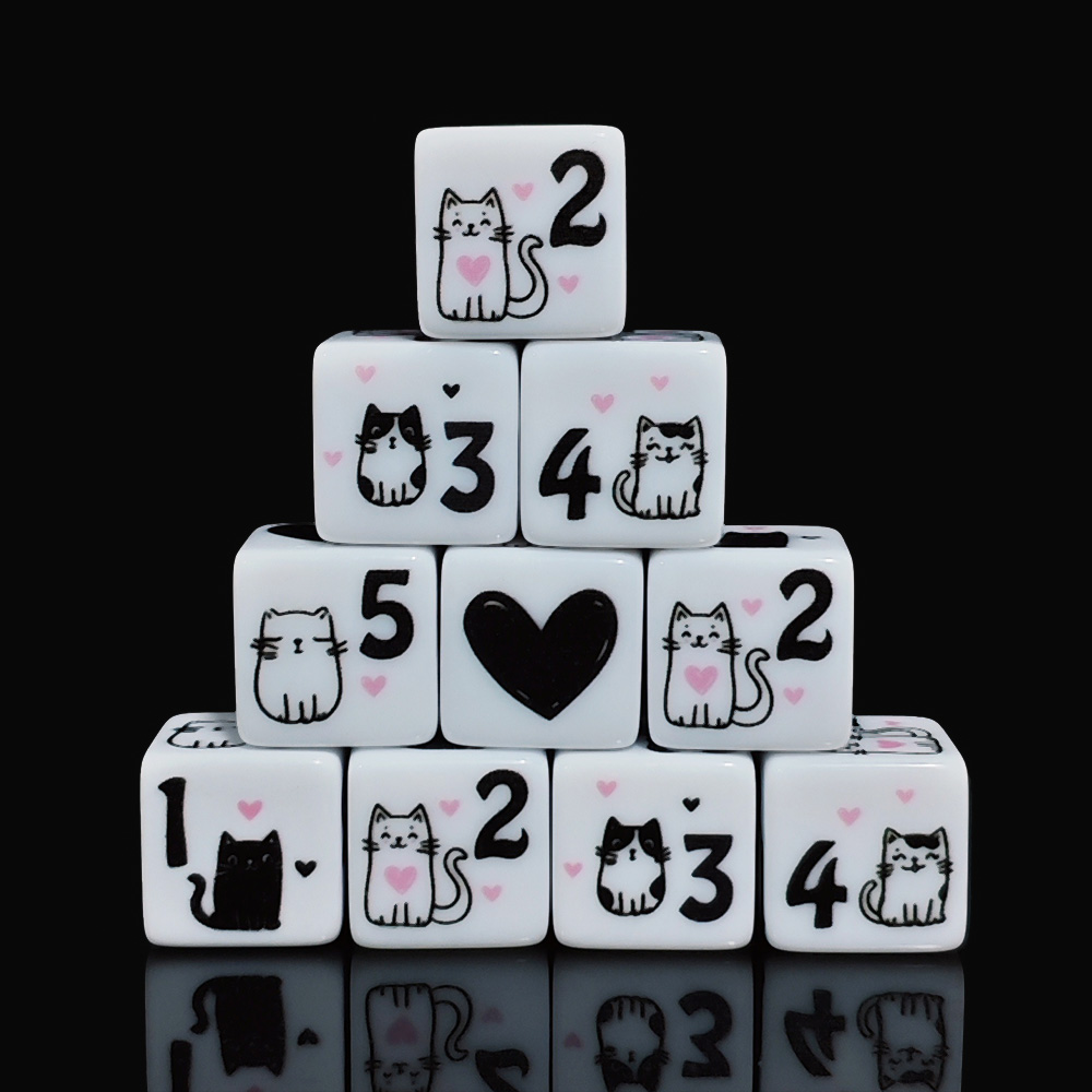 12Pcs/Set 16mm Cute Cat Dice,  - огляд і ціна Board Game Rpg