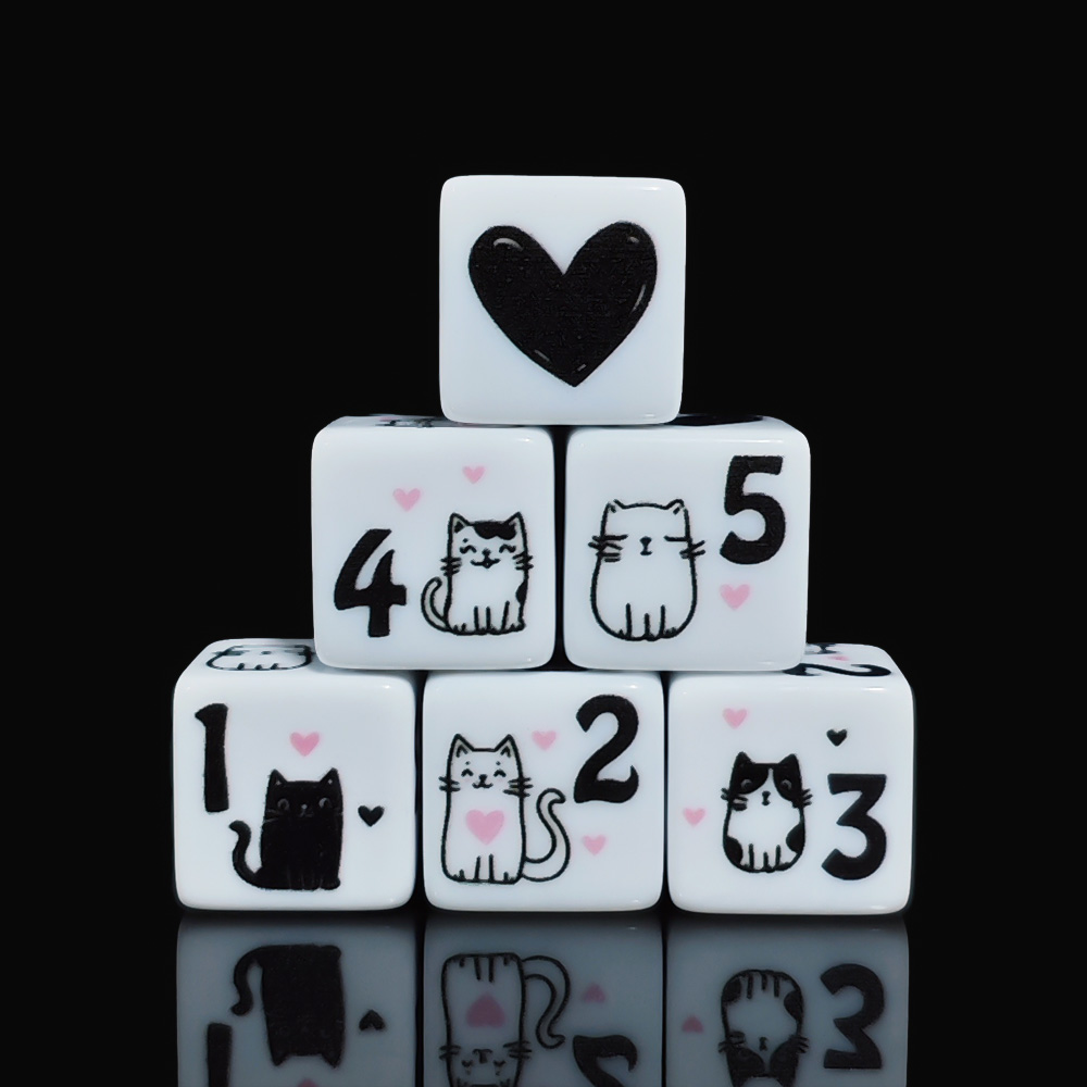 12Pcs/Set 16mm Cute Cat Dice,  - огляд і ціна Board Game Rpg